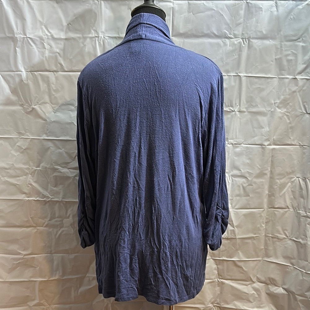 Blue Open-Front Cardigan with Relaxed Fit - Picture 4 of 5
